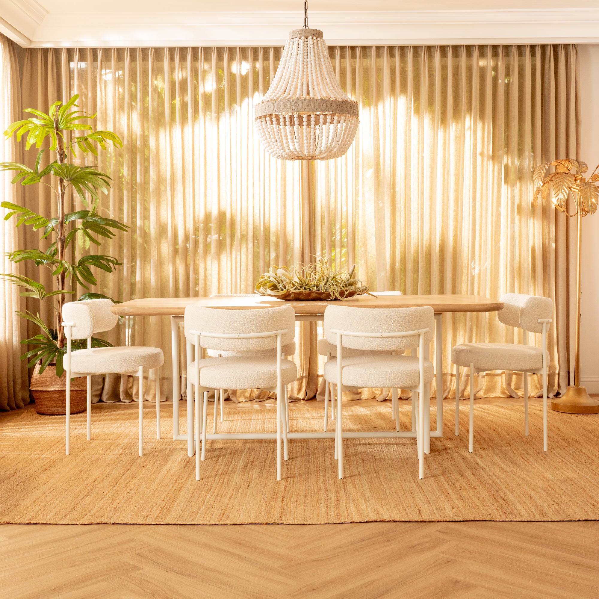 Lámpara Wood Bead Chandelier