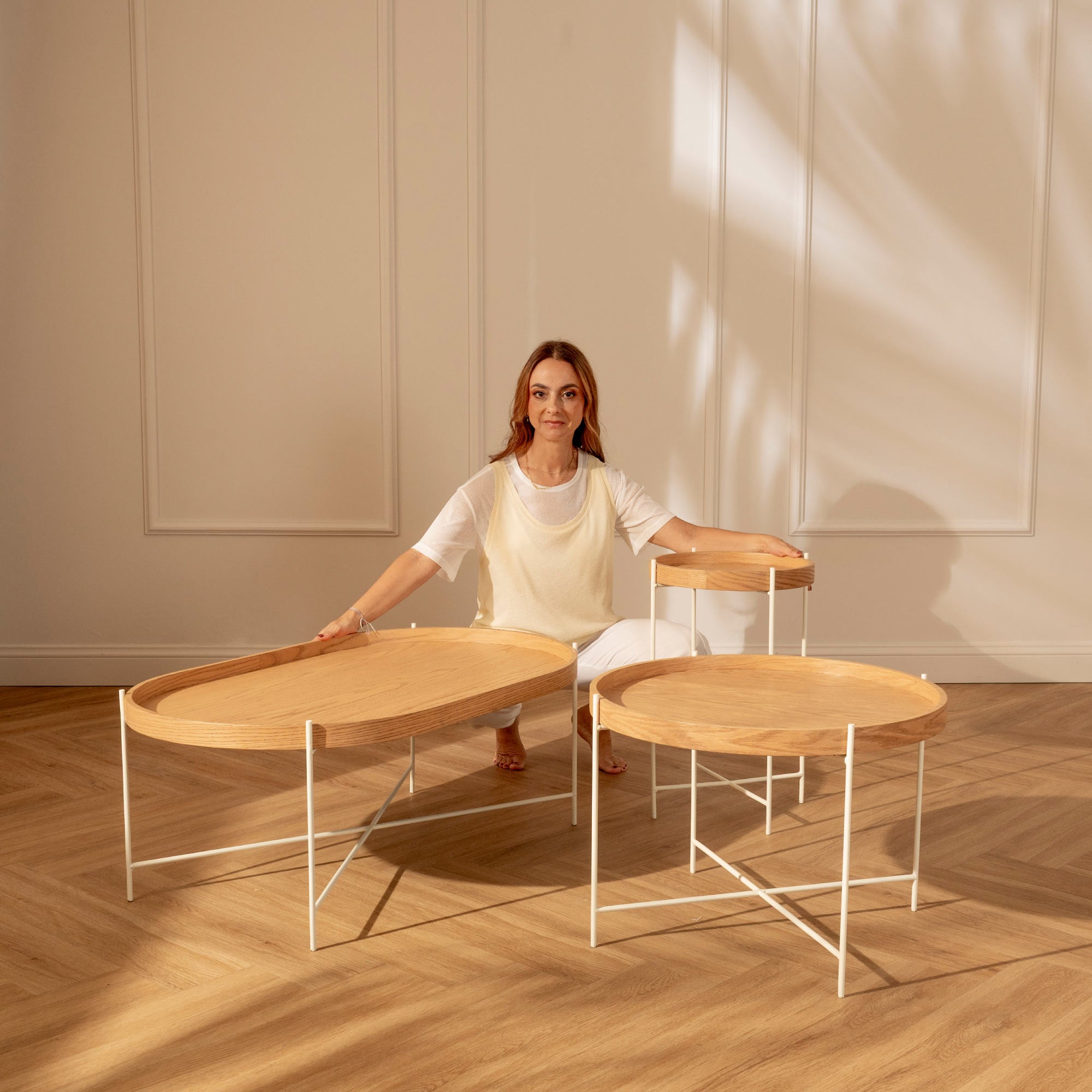 Mesa Auxiliar Redonda Serena Blanca