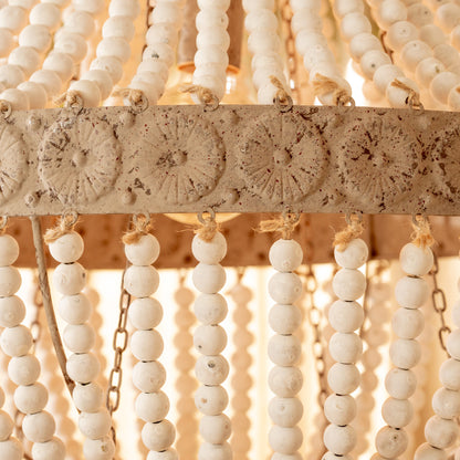 Lámpara Wood Bead Chandelier