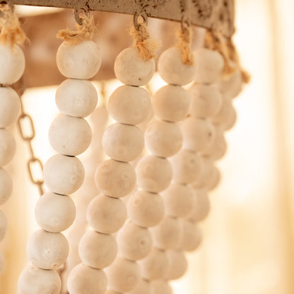 Lámpara Wood Bead Chandelier