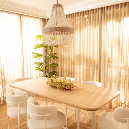 Lámpara Wood Bead Chandelier
